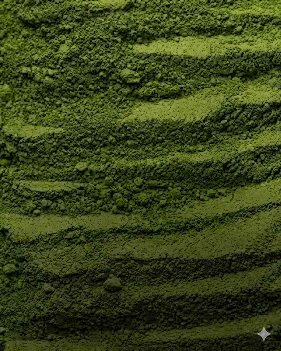 Ceremonial matcha powder in a bowl